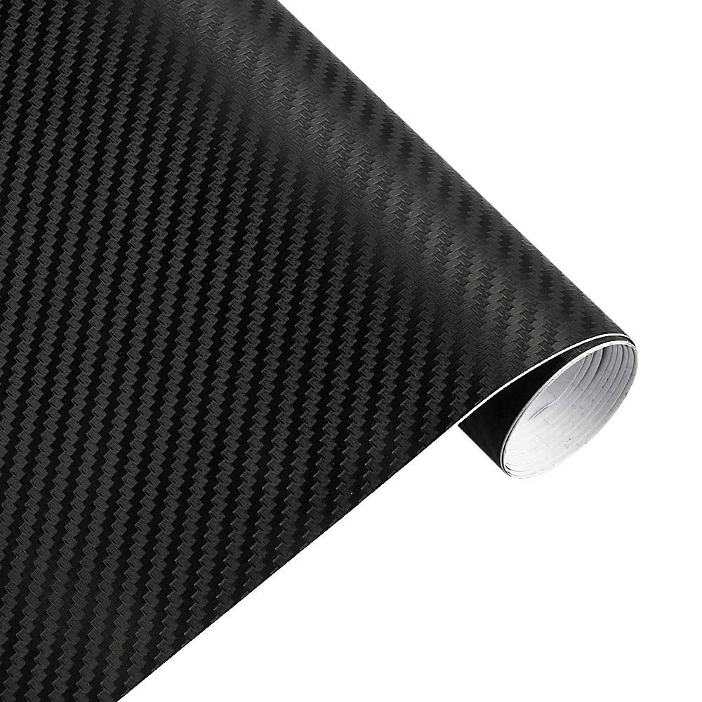 Autofolie,Car Wrapping Folie 50 cm breit 3D Kohle Faser Vinyl Film 3.0M Auto Aufkleber wasserdichte DIY Auto Fahrzeug Motorrad Auto Styling wrap Rolle Auto Styling(Black,28m x 50cm) von CKryzillix