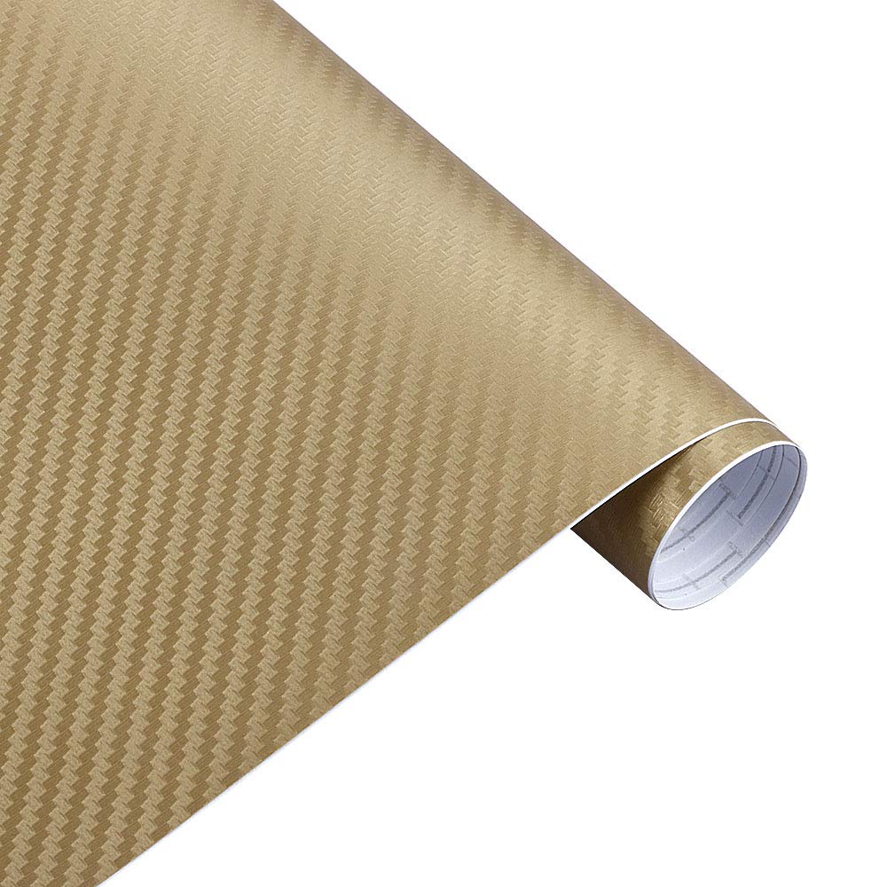 Autofolie,Car Wrapping Folie 50 cm breit 3D Kohle Faser Vinyl Film 3.0M Auto Aufkleber wasserdichte DIY Auto Fahrzeug Motorrad Auto Styling wrap Rolle Auto Styling(Gold,20m x 50cm) von CKryzillix