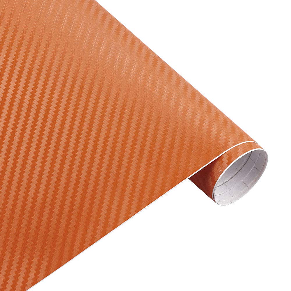 Autofolie,Car Wrapping Folie 50 cm breit 3D Kohle Faser Vinyl Film 3.0M Auto Aufkleber wasserdichte DIY Auto Fahrzeug Motorrad Auto Styling wrap Rolle Auto Styling(Orange,20m x 50cm) von CKryzillix