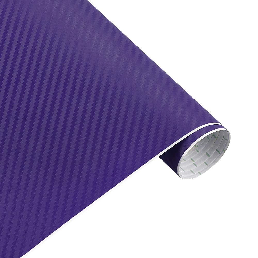 Autofolie,Car Wrapping Folie 50 cm breit 3D Kohle Faser Vinyl Film 3.0M Auto Aufkleber wasserdichte DIY Auto Fahrzeug Motorrad Auto Styling wrap Rolle Auto Styling(Purple,15m x 50cm) von CKryzillix
