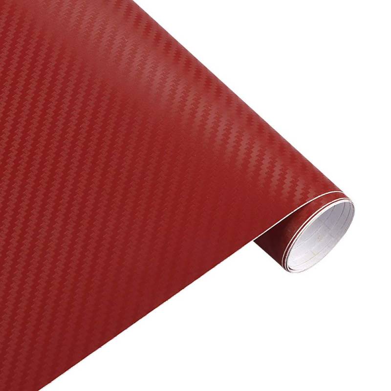 Autofolie,Car Wrapping Folie 50 cm breit 3D Kohle Faser Vinyl Film 3.0M Auto Aufkleber wasserdichte DIY Auto Fahrzeug Motorrad Auto Styling wrap Rolle Auto Styling(Red,28m x 50cm) von CKryzillix