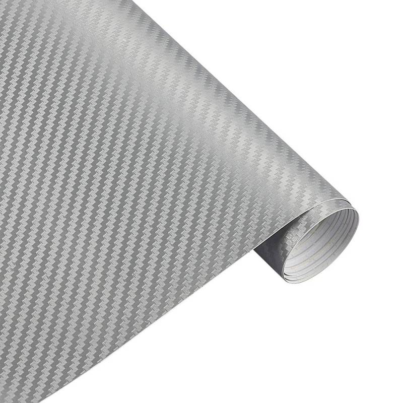 Autofolie,Car Wrapping Folie 50 cm breit 3D Kohle Faser Vinyl Film 3.0M Auto Aufkleber wasserdichte DIY Auto Fahrzeug Motorrad Auto Styling wrap Rolle Auto Styling(Silver,28m x 50cm) von CKryzillix