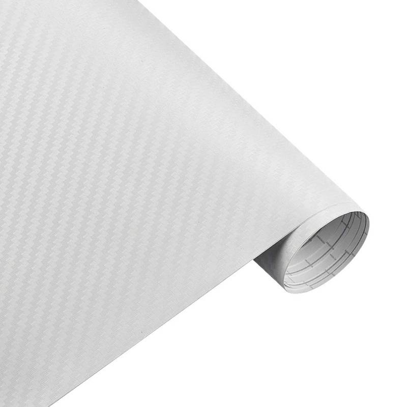 Autofolie,Car Wrapping Folie 50 cm breit 3D Kohle Faser Vinyl Film 3.0M Auto Aufkleber wasserdichte DIY Auto Fahrzeug Motorrad Auto Styling wrap Rolle Auto Styling(White,15m x 50cm) von CKryzillix