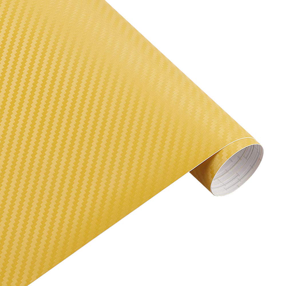 Autofolie,Car Wrapping Folie 50 cm breit 3D Kohle Faser Vinyl Film 3.0M Auto Aufkleber wasserdichte DIY Auto Fahrzeug Motorrad Auto Styling wrap Rolle Auto Styling(Yellow,20m x 50cm) von CKryzillix