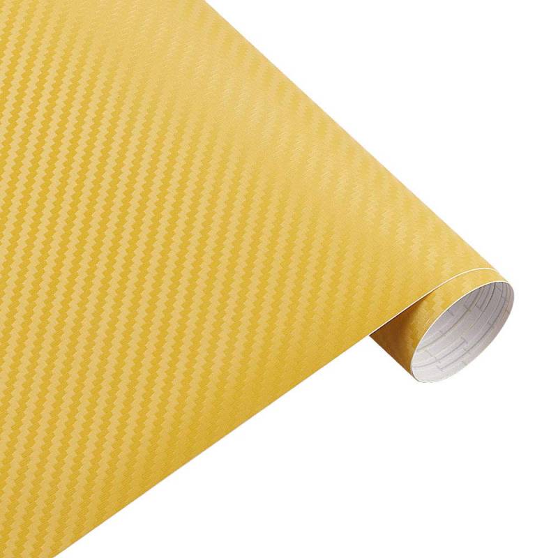 Autofolie,Car Wrapping Folie 50 cm breit 3D Kohle Faser Vinyl Film 3.0M Auto Aufkleber wasserdichte DIY Auto Fahrzeug Motorrad Auto Styling wrap Rolle Auto Styling(Yellow,28m x 50cm) von CKryzillix