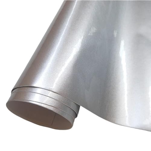 Autofolie,Car Wrapping Folie Glänzendes rotes metallisches Auto Vinyl Wrap Filmverpackung Folie Auto Aufkleber Aufkleber for Motorcomputermöbel Auto Graphic(Silver,152X40 cm) von CKryzillix