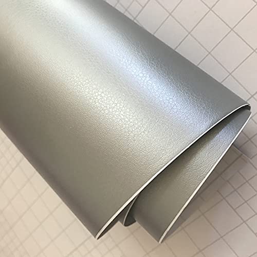 Autofolie,Car Wrapping Folie Schwarzes Ledermuster PVC-Klebstoff-Vinyl-Film-Aufkleber für Auto-Karosserie-Innen-Dekoration Vinyl-Wrap-Auto-Leder-Film(Silver,40cm x 152cm) von CKryzillix
