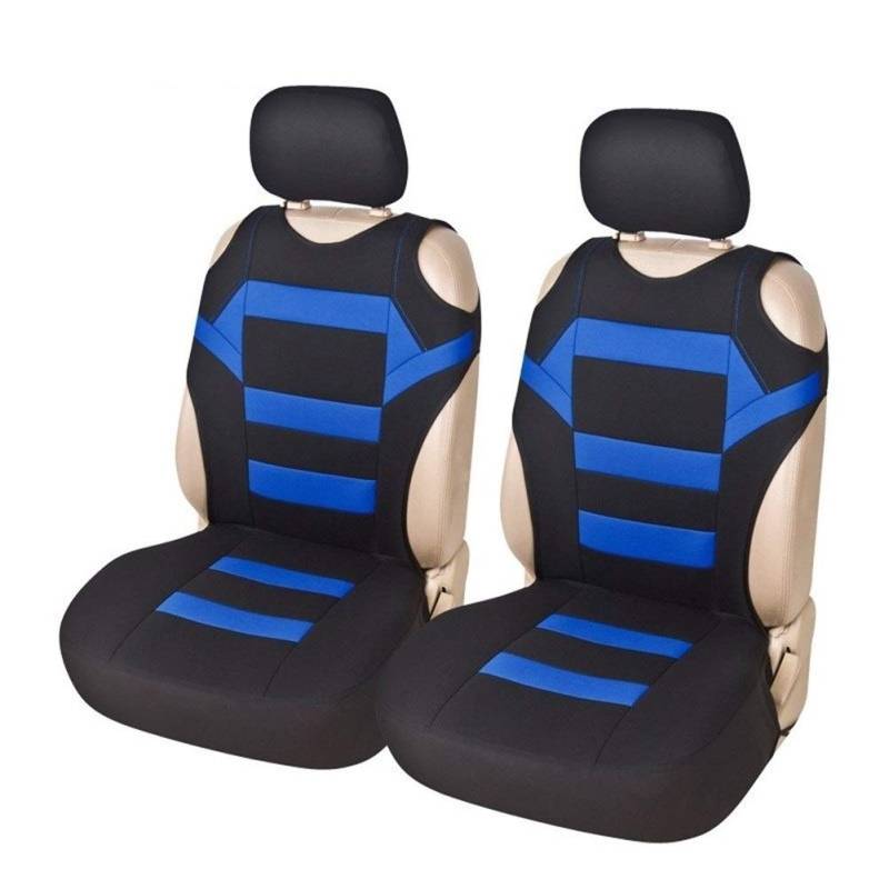 Autositzbezüge,Auto Sitzbezüge 2 PC-Set Design Vorne Auto-Sitzabdeckung Universal-Fit Autopflege Sitzschutz for Autositze Polyester-Gewebes(Blue) von CKryzillix