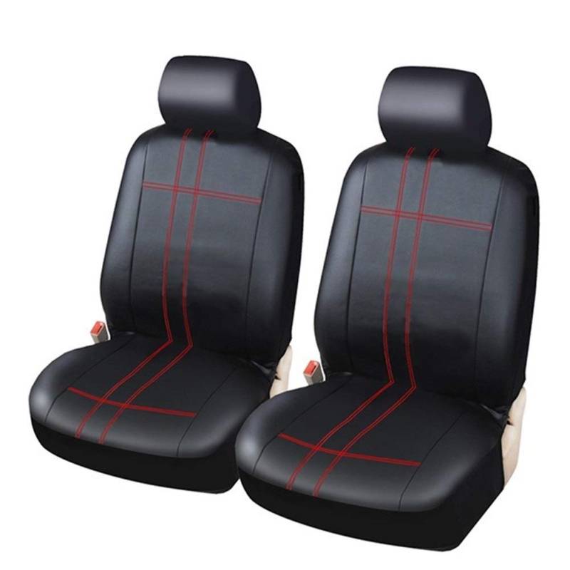 Autositzbezüge,Auto Sitzbezüge PU-Leder Universal-Autositzbezüge 2 Frontautositzbezüge(Red line) von CKryzillix
