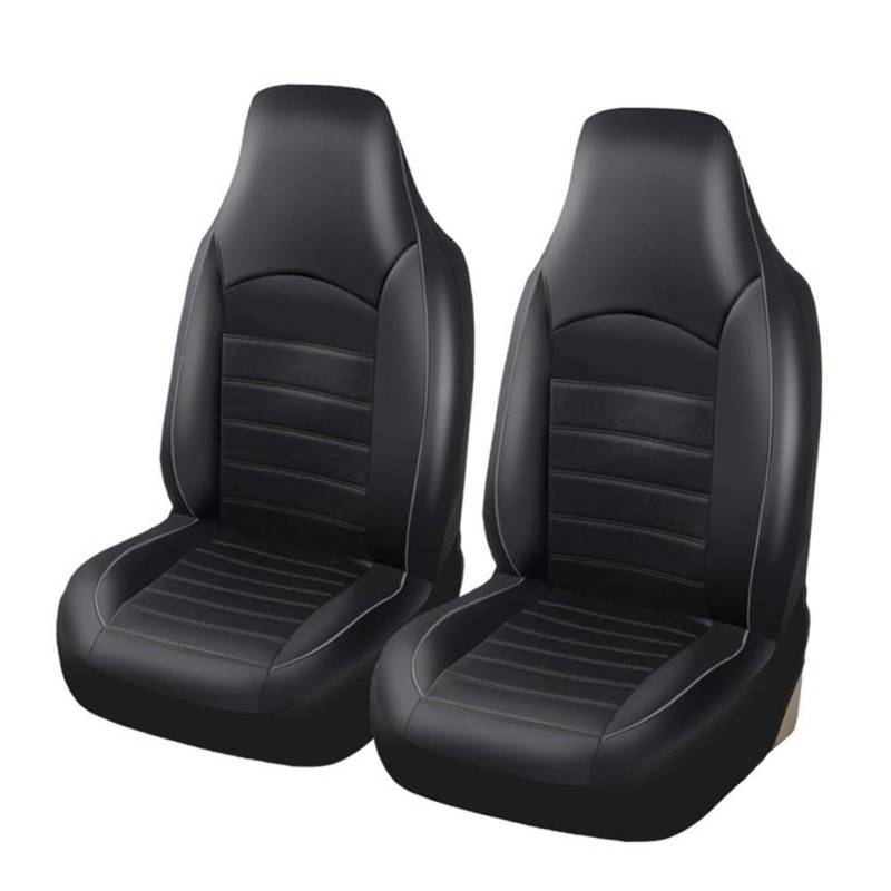 Autositzbezüge,Auto Sitzbezüge PU-Leder Vorne Autositzbezüge Fashion Style High Back Eimer Auto-Sitzabdeckung Auto-Innenraum Car Seat Protector 2ST(Black with Gray Line) von CKryzillix