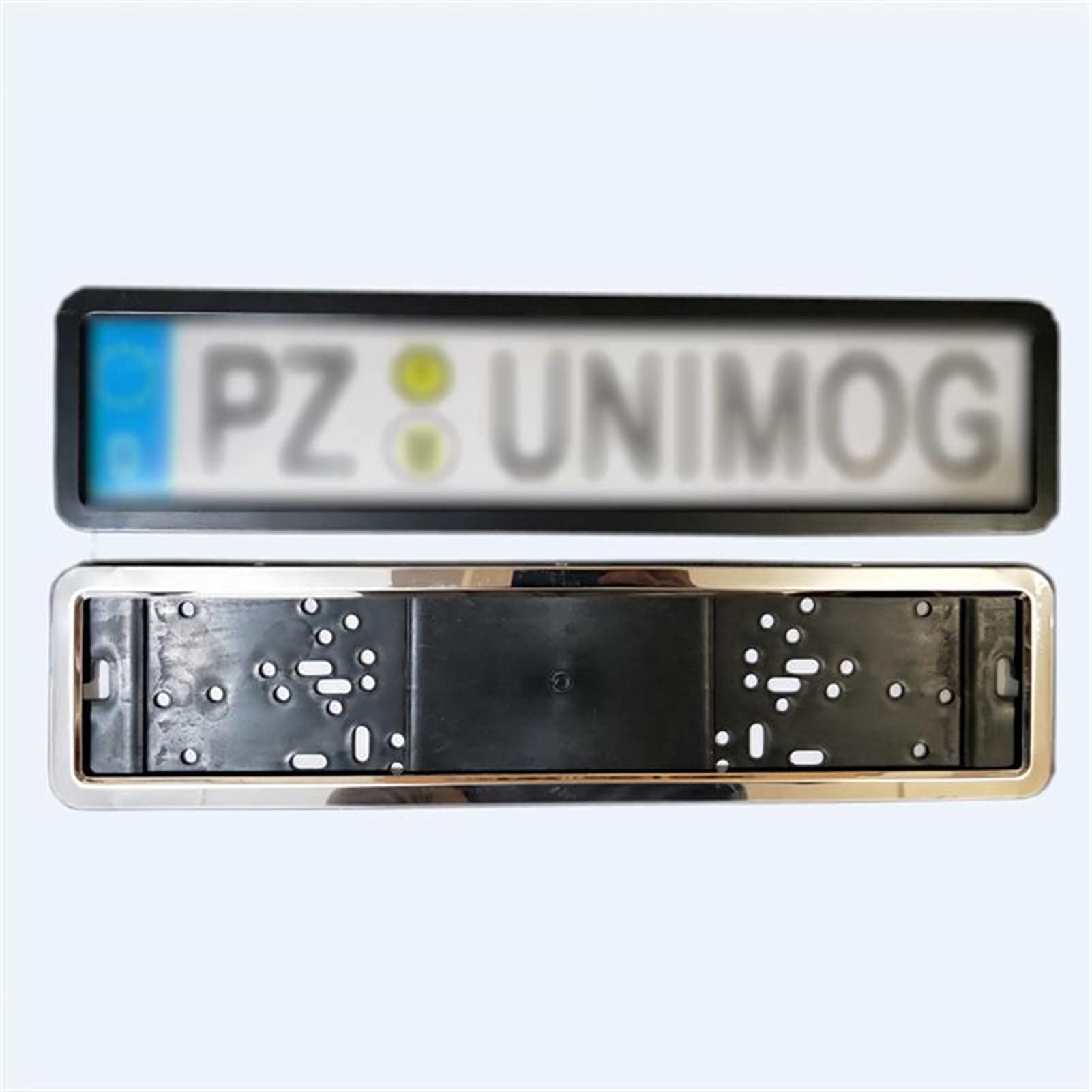 Kennzeichenhalter,Nummernschildhalterung Auto 1 Set Auto-Kennzeichen-Bild-Nummer-Plattenhalter Edelstahl mit 8 Sicherheitsstiften(Silver) von CKryzillix