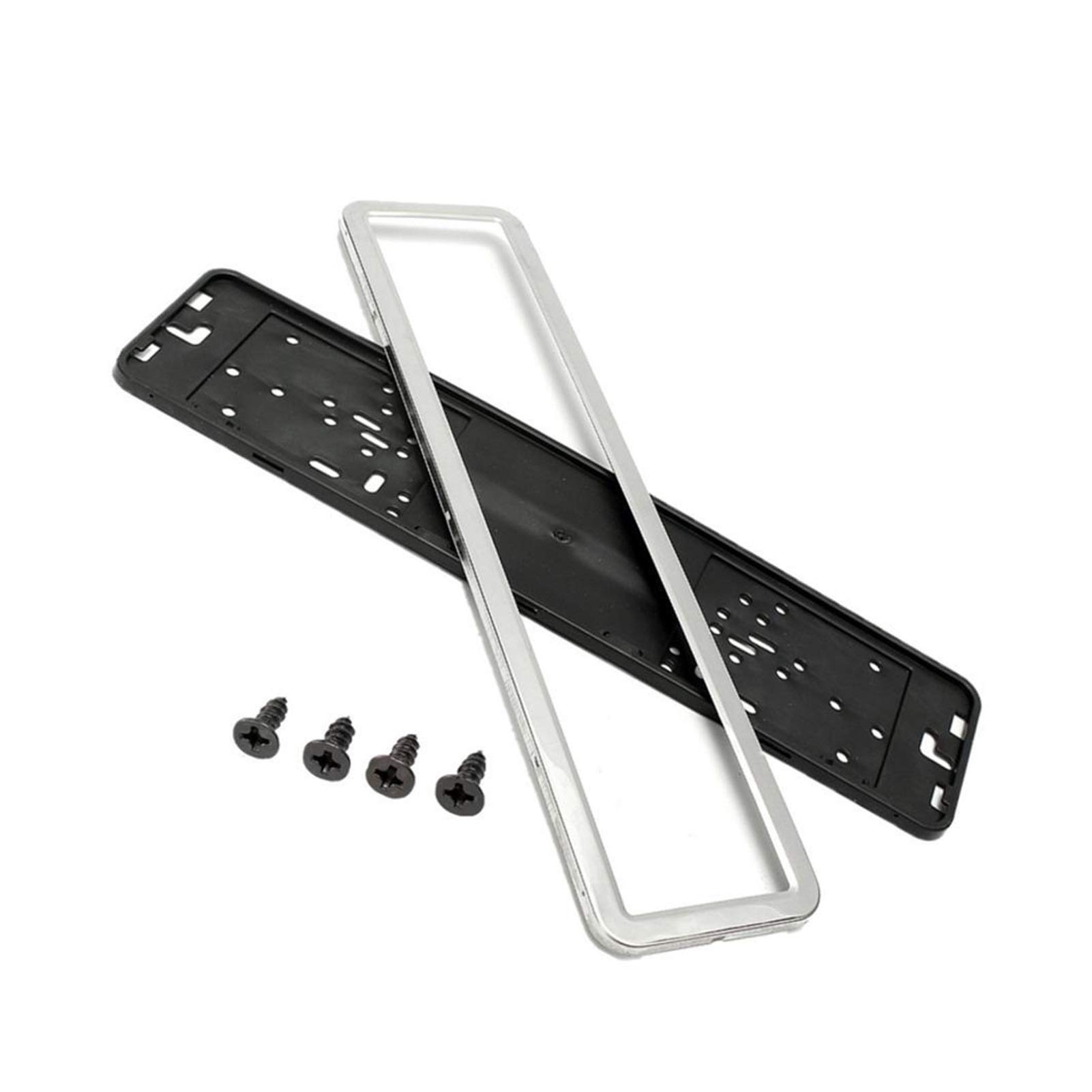 Kennzeichenhalter,Nummernschildhalterung Auto 1 Set Edelstahl-Auto-Kennzeichen-Rahmennummer-Plattenhalter(Silver) von CKryzillix