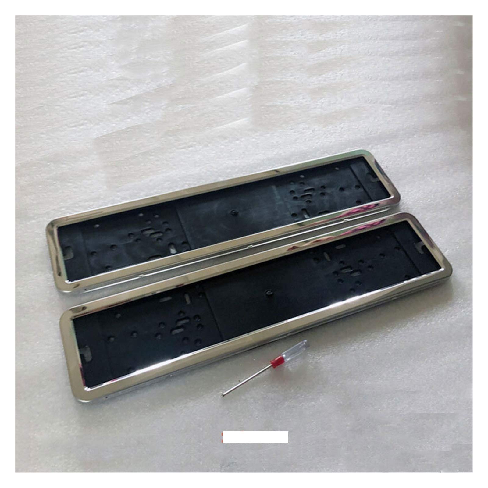 Kennzeichenhalter,Nummernschildhalterung Auto 2 Stück Kennzeichen Frame Kennzeichen Halter Anzahl Platine Frame Edelstahl Kohlefaser und Kunststoff Autozubehör(Silver 1) von CKryzillix