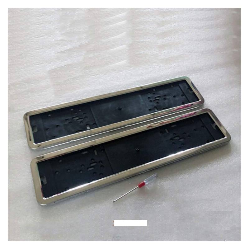 Kennzeichenhalter,Nummernschildhalterung Auto 2 Stück Kennzeichen Frame Kennzeichen Halter Anzahl Platine Frame Edelstahl Kohlefaser und Kunststoff Autozubehör(Silver 1) von CKryzillix
