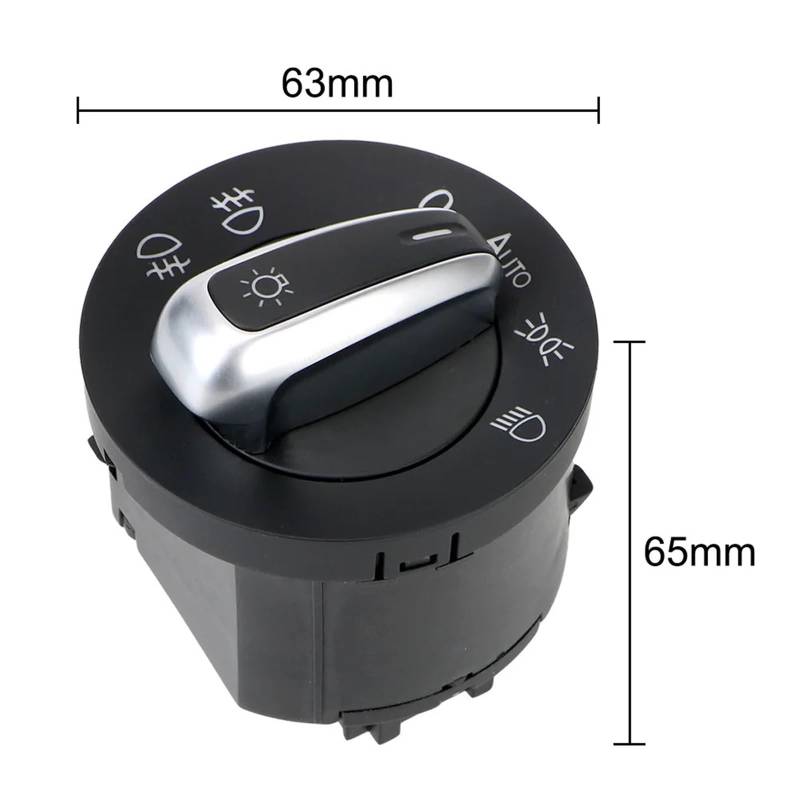 Lichtschalter Auto,Scheinwerferschalter 1 stücke Chrom Auto Scheinwerfer Schalter Nebel Kopf Licht Knopf Passend für Kaninchen 2006-2009 5ND941431B von CKryzillix