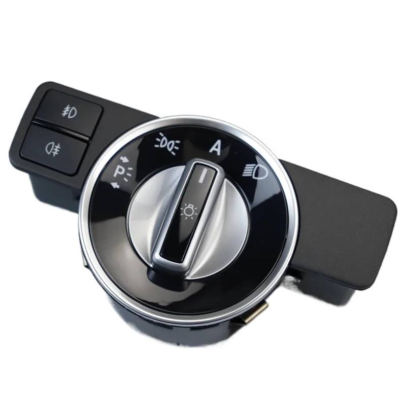 Lichtschalter Auto,Scheinwerferschalter Passend für Benz C-Klasse Limousine (W204) 2007-2013 Knopf Knopf Scheinwerfer Schalter Licht Schalter Chrom(A2129057100) von CKryzillix