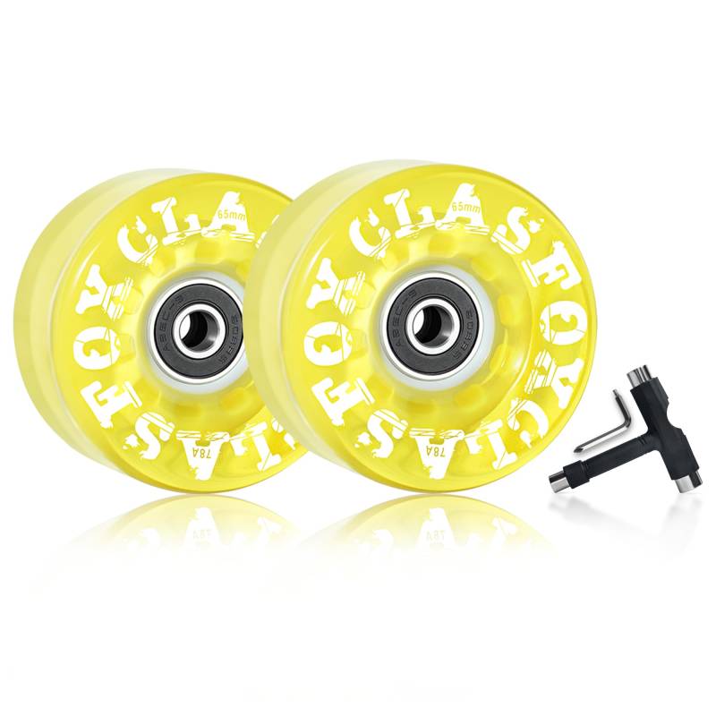 CLAS FOX 78A Quad-Rollschuhe für drinnen oder draußen, 65 x 35 mm, mit ABEC-9-Kugellagern, 8 Stück, Gelb von CLAS FOX