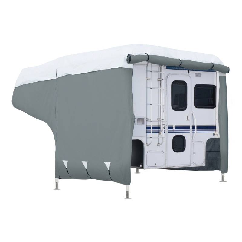 CLASSIC ACCESSORIES Over Drive PolyPRO3 Faltbare Campinganhängerabdeckung, passend für 2,4 m - 3 m L, Grau/Schneeweiß von CLASSIC ACCESSORIES