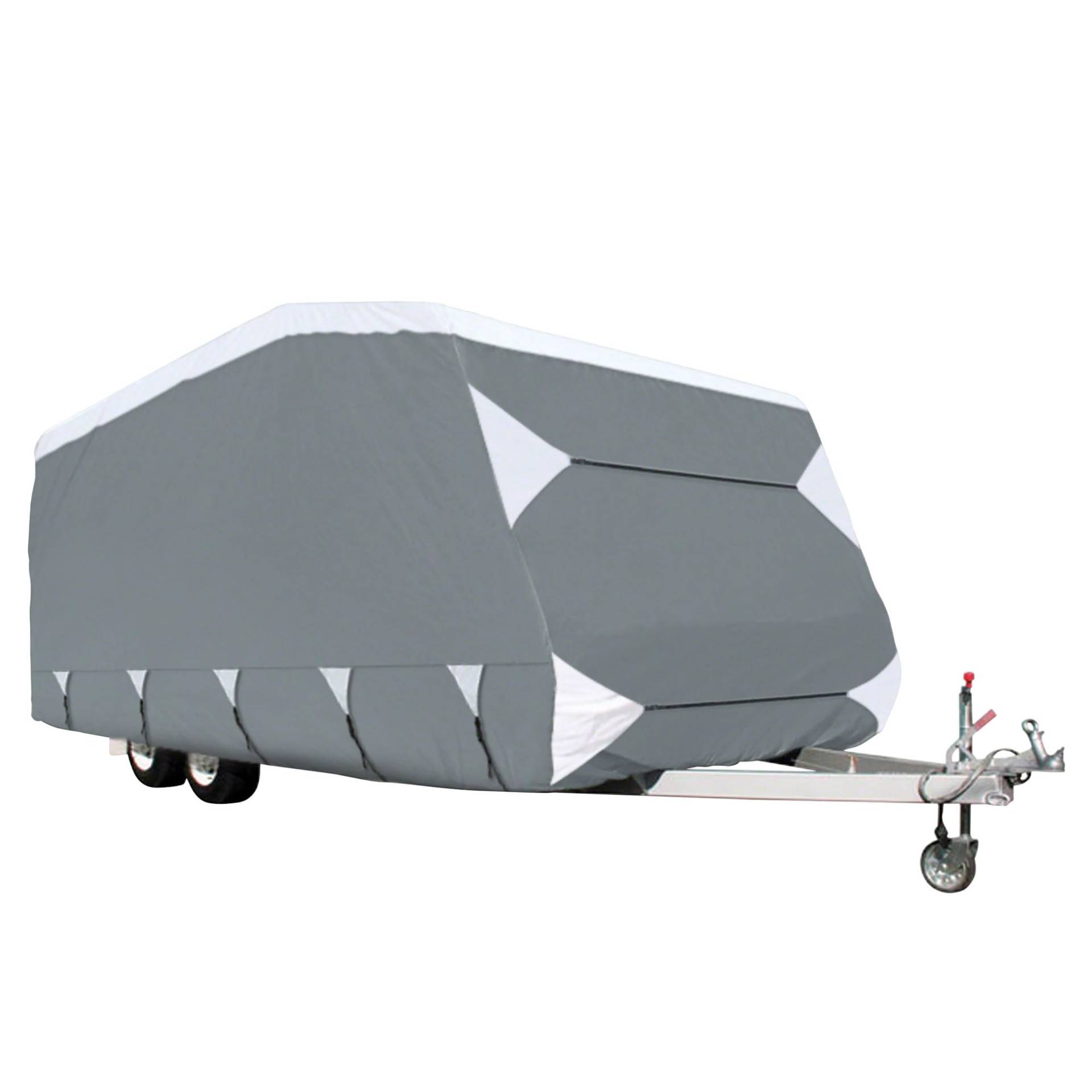 Classic Accessories Over Drive PolyPRO Deluxe Wohnwagen Schutzabdeckung, Grau/Schneeweiß (Geeignet für 426-548 cm/14’ - 16’ ft lange Anhänger) von CLASSIC ACCESSORIES