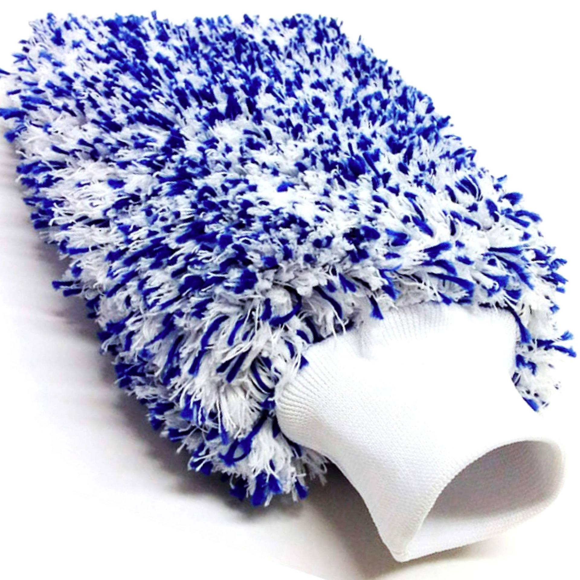 CLEANBOB® Premium Autowaschhandschuh mit sanfter Mikrofaser und extremer Saugkraft – Microfaser Auto Waschhandschuh für die Profi Autoreinigung – Autowaschschwamm, Felgenhandschuh – blau/Weiss von KONGZEE