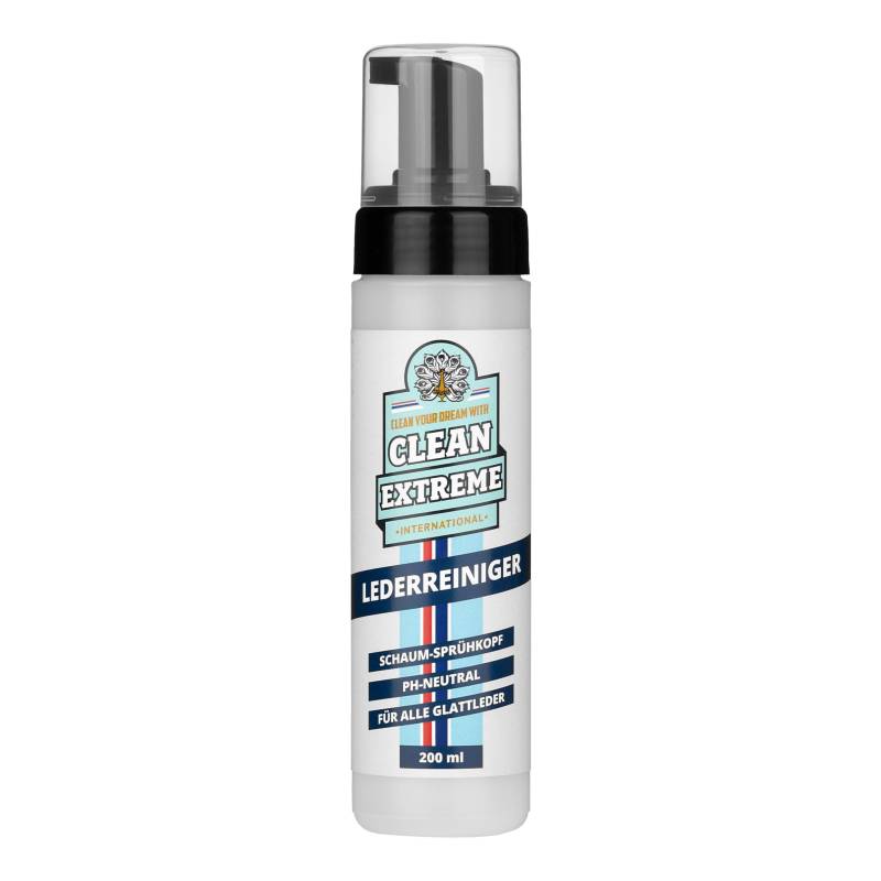 CLEANEXTREME Auto Lederreiniger Schaum 200ml | pH-neutral | enthält Pflegekomponenten | Zur schonenden, gründlichen Reinigung von seidenmatten bis glänzenden Leder-Oberflächen im Auto von CLEANEXTREME