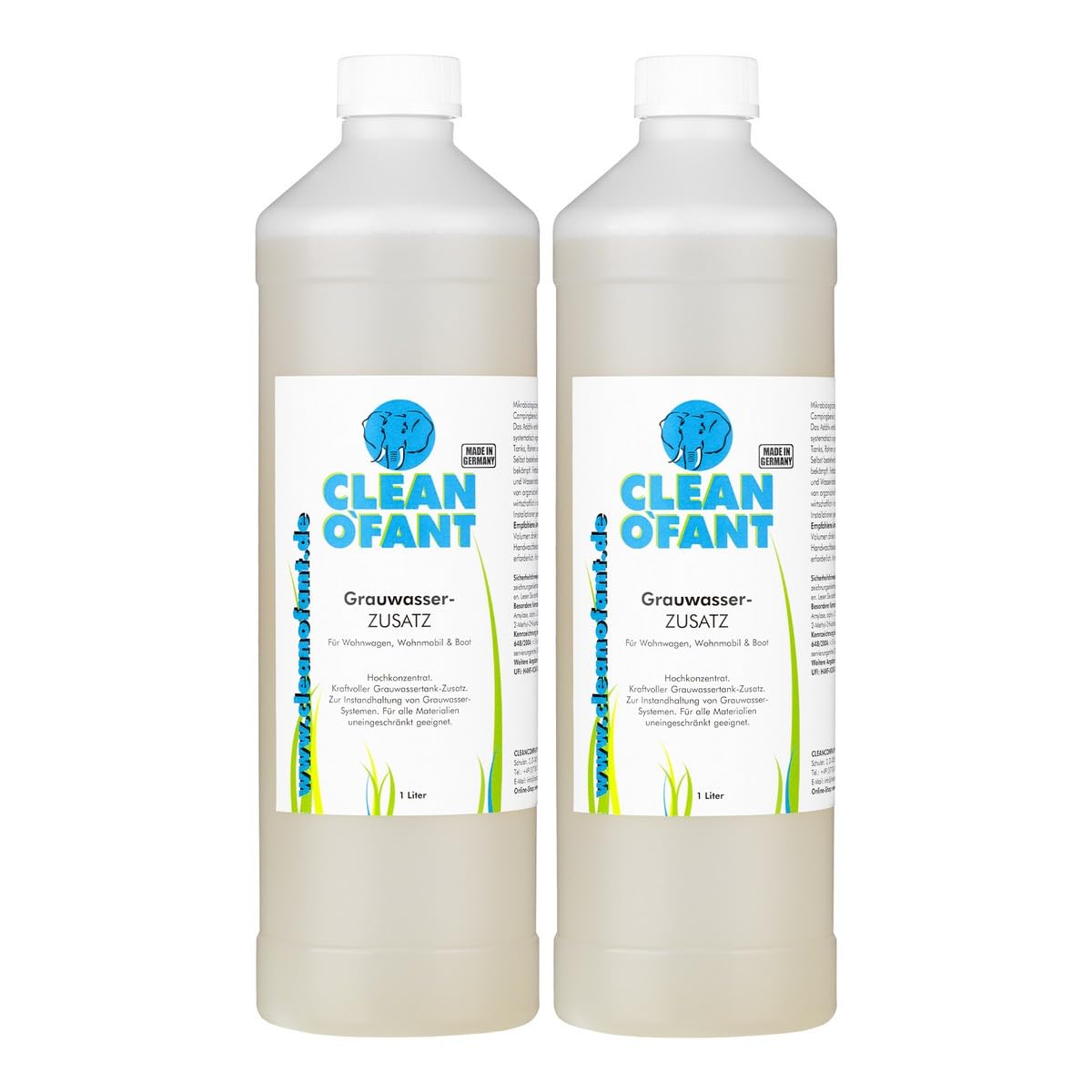 CLEANOFANT Grauwassertank Zusatz | 2 x 1 Liter Hochkonzentrat | für Wohnwagen, Wohnmobil, Camping, Boot CLEANOFANT Grauwassertank Zusatz | 2 x 1 Liter Hochkonzentrat | für Wohnwagen, Wohnmobil, Camping, Boot von CLEANOFANT