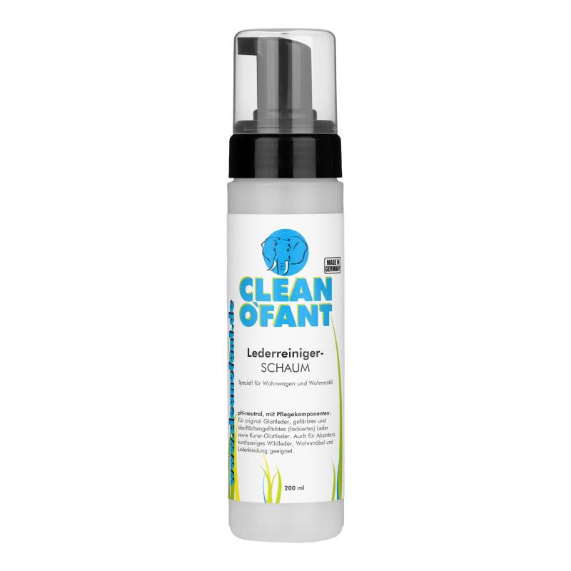 CLEANOFANT Lederreiniger Schaum 200ml | Zur Reinigung und Pflege von Leder | Wohnwagen Wohnmobil Caravan Haushalt Möbel von CLEANOFANT