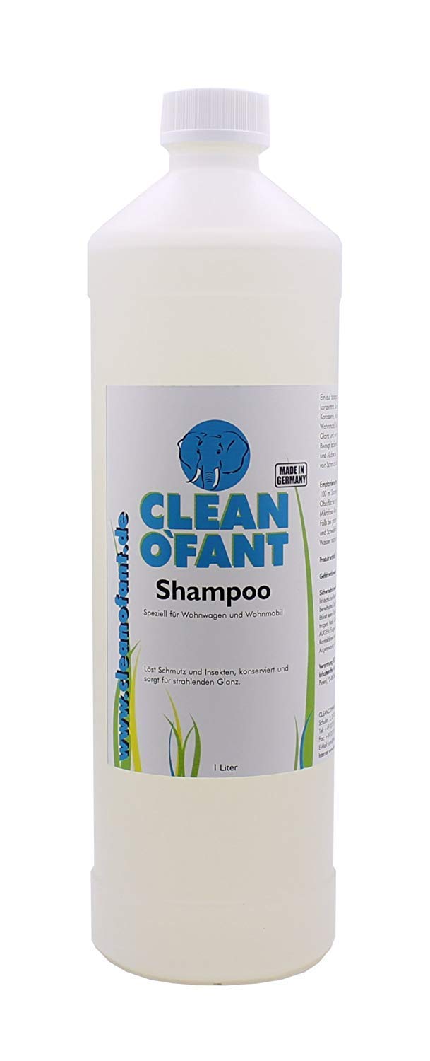 CLEANOFANT Shampoo 1 Liter - Reiniger Konzentrat mit Wachs - für Wohnwagen, Wohnmobil, Caravan. Reinigen mit Versiegelung. Löst Schmutz, Insekten, konserviert, strahlender Glanz von CLEANOFANT