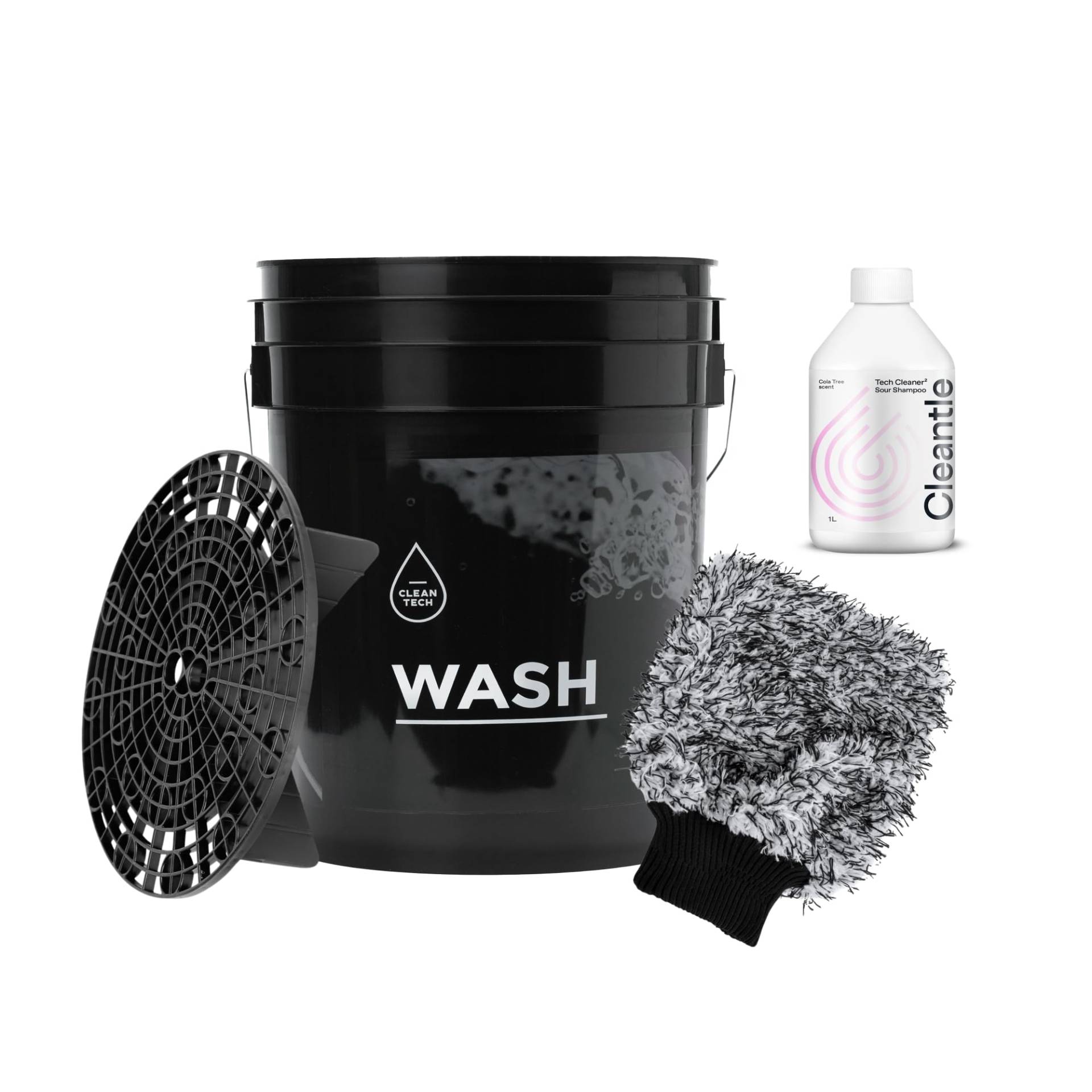 Cleantech Autowäsche Set: 20-Liter-Wascheimer mit Schmutzsieb + Waschhandschuh + 1L Autoshampoo-Konzentrat - perfekt für eine effektive und lackschonende Reinigung Cleantech Autowäsche Set: 20-Liter-Wascheimer mit Schmutzsieb + Waschhandschuh + 1L Autoshampoo-Konzentrat - perfekt für eine effektive und lackschonende Reinigung von CLEANTECH CO