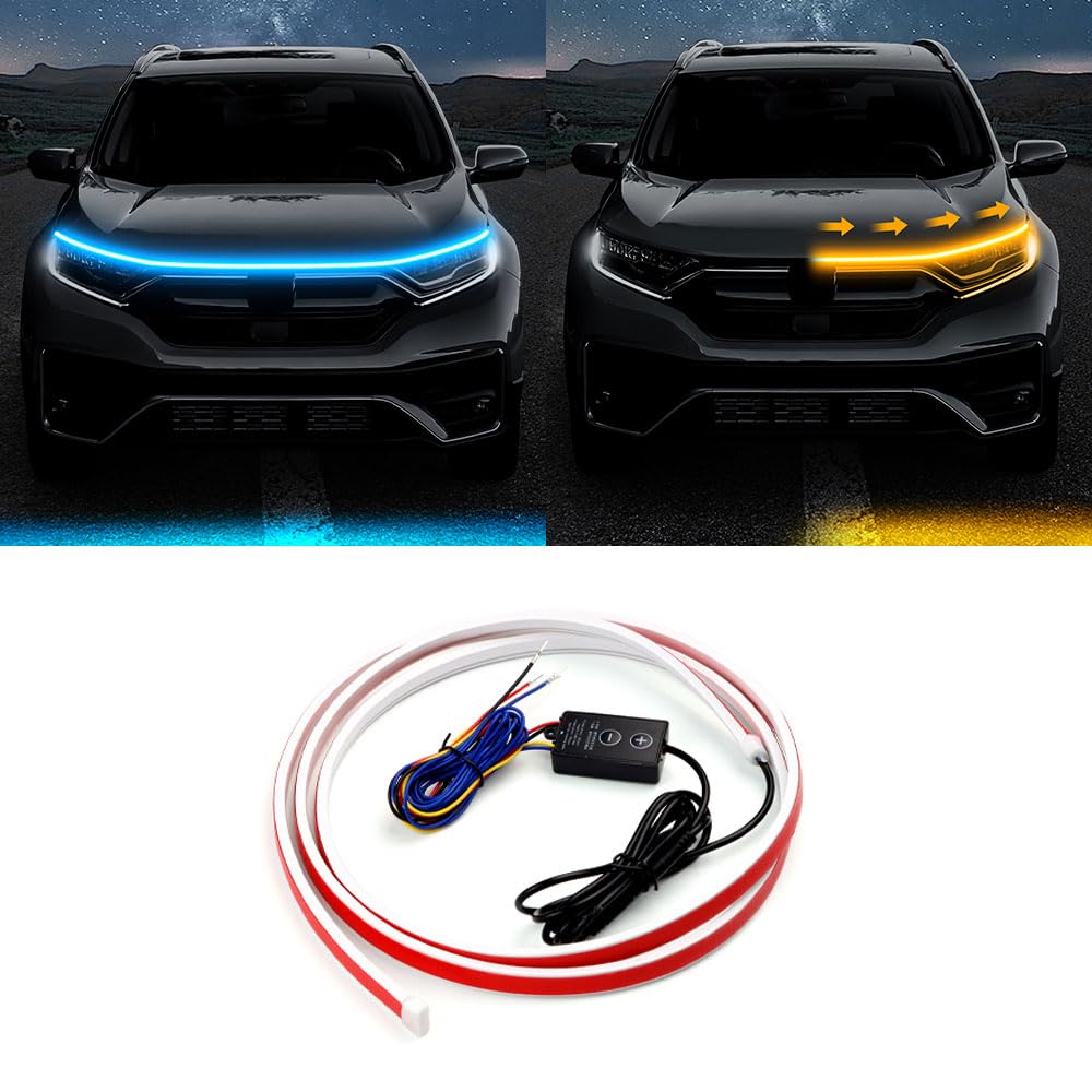 CLEEROUTION Universal LED Tagfahrlicht 150cm-200cm Schneidebare Flexible Waterproof Streifen Start Up Hoodbeam Kit Scan Starting Car Hood Light Strip Motorhaube Lichtstreifen 15V Hellblau & Gelb 150CM CLEEROUTION Universal LED Tagfahrlicht 150cm-200cm Schneidebare Flexible Waterproof Streifen Start Up Hoodbeam Kit Scan Starting Car Hood Light Strip Motorhaube Lichtstreifen 15V Hellblau & Gelb 150CM von CLEEROUTION