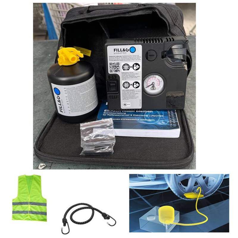 KOMPATIBEL MIT Mercedes CLASSE C Station REIFENPANNEN-Set, AUTOMATISCHES REIFENFÜLL- UND Reparatur-Set MIT Kompressor UND 620 ML DICHTUNGSFLÜSSIGKEIT FÜR PKW, SUV, Van, MOTORRÄDER von CLICK & GO