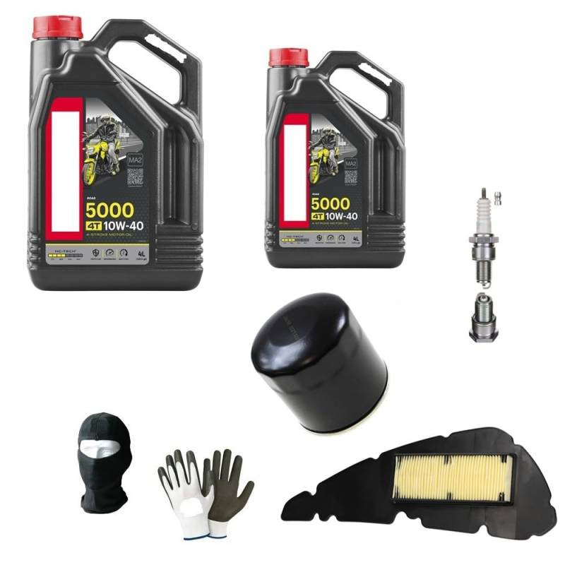 KOMPATIBEL MIT Piaggio MP3 400 i.e. Service-KIT FÜR Roller 2 Liter ÖL 10W40 5000 4T HC-TECH Technology+ÖLFILTER+LUFTFILTER+ZÜNDKERZE von CLICK&GO