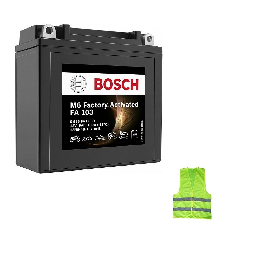 Kompatibel mit Aprilia AF1 Replik 125 ab Baujahr 1989 bis 1990 Batterie Bosch YB9-B FA103 bereits, versiegelt aktive Batterien 9 Ah Ampere 12 Volt 136 x 76 x 34 mm von CLICK & GO