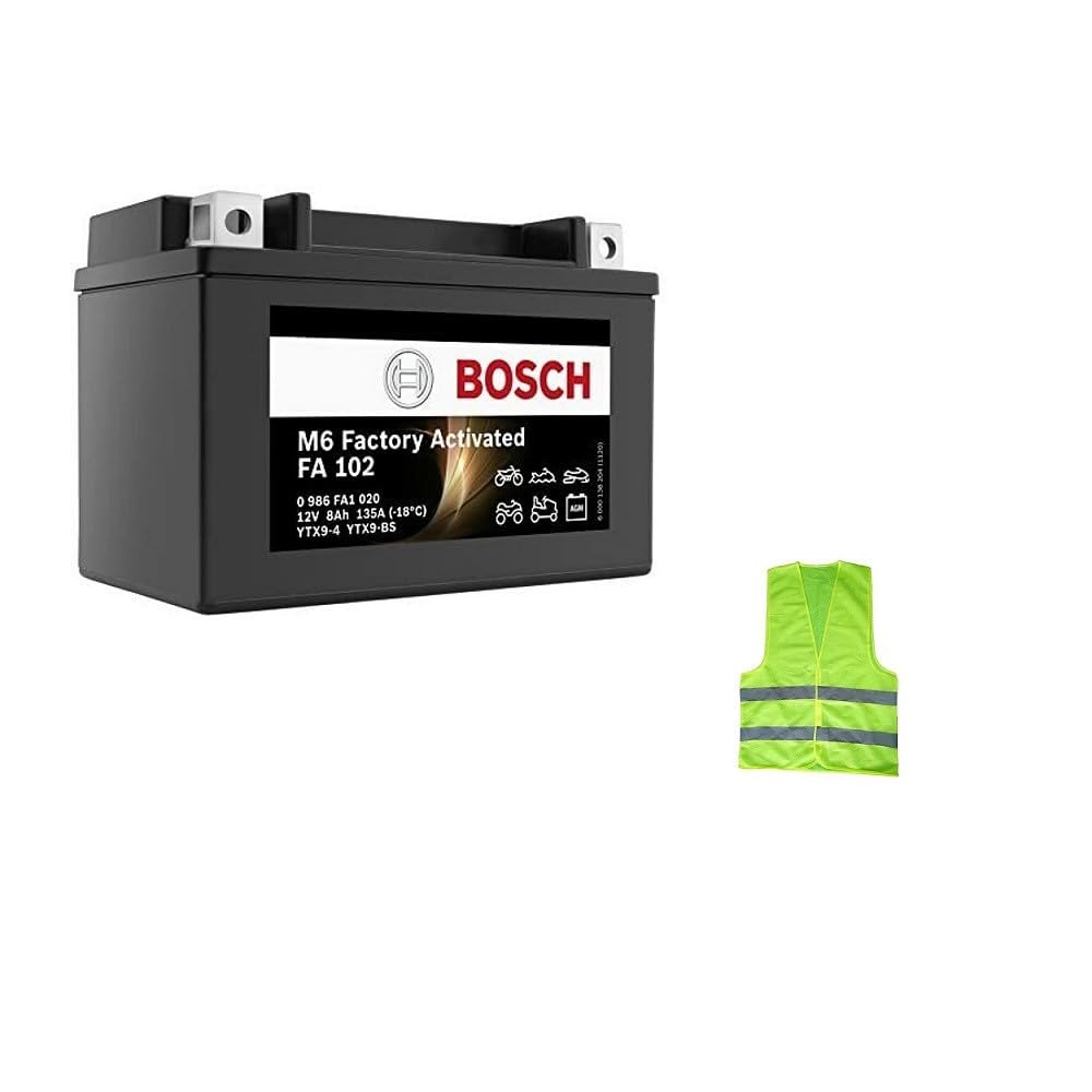 Kompatibel mit HUSQVARNA Svartpilen 125 für Jahr 2021 bis 2021 Batterie Bosch YTX9-BS FA1020 in Gel SLA bereit für den Einsatz von aktiven Batterien, 8 Ah, 12 Volt 152 x 87 x 135 mm von CLICK & GO