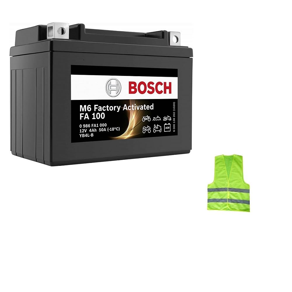 Kompatibel mit Piaggio Vespa Primavera 2T 50 ab Baujahr 2013 bis 2017 Gel-Batterie Bosch YB4L-B FA100 bereits, versiegelt aktive Batterien 4 Ah Ampere 12 V 114 x 71 x 86 mm von CLICK & GO