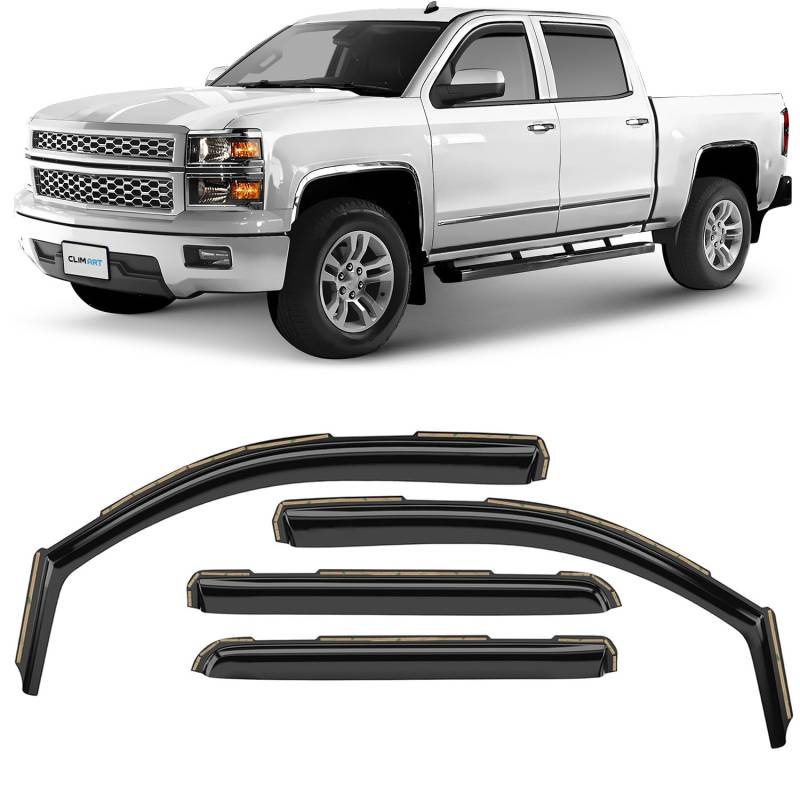CLIM ART InChannel 614224 unglaublich langlebiger Regenschutz für Chevrolet (Chevy) Silverado/GMC Sierra 2014–2018 Crew Cab, LKW-Zubehör, Lüftungsfenstervisiere, Original Fensterabweisern, 4 Stück von CLIM ART