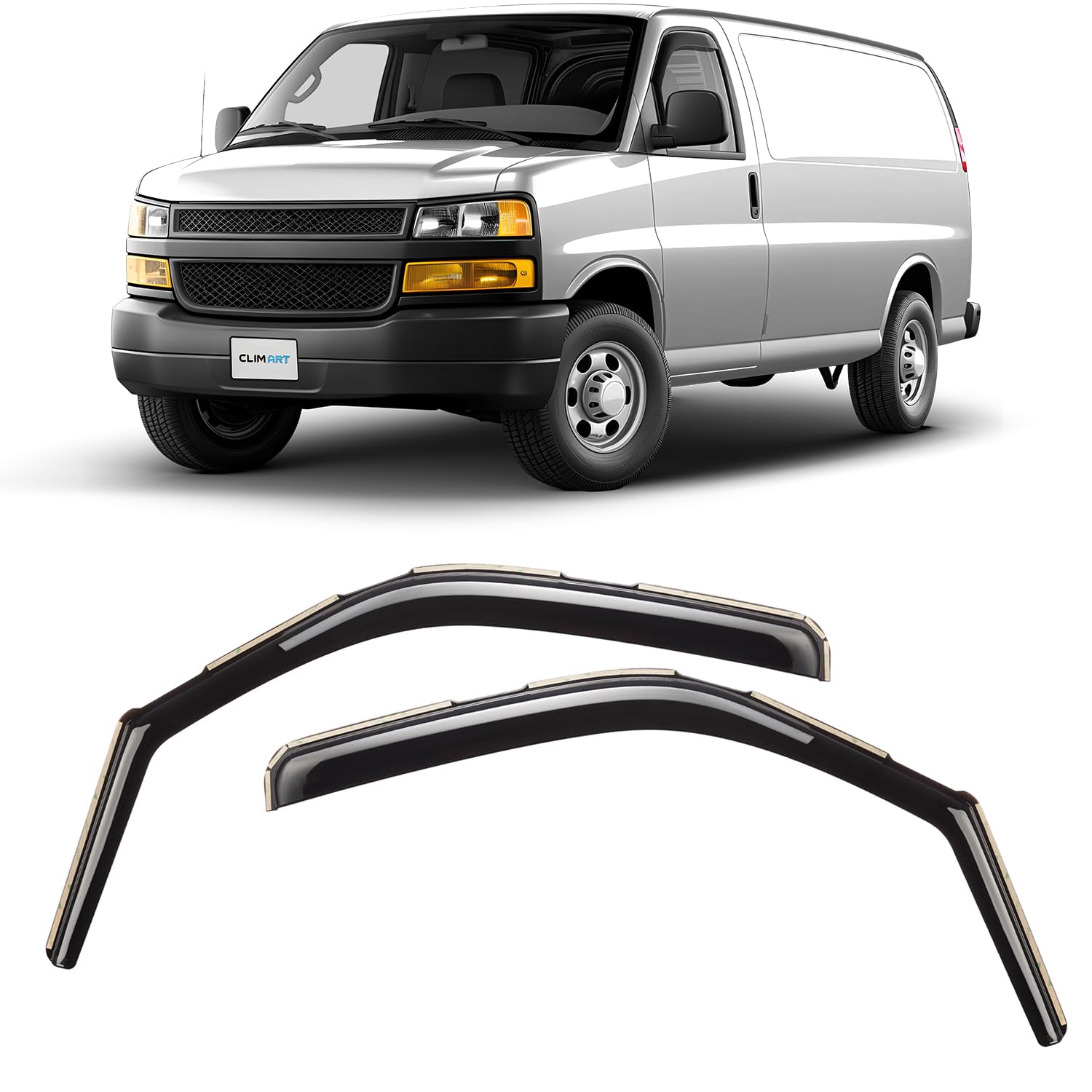 CLIM ART InChannel Unglaublich langlebiger Regenschutz für Chevrolet Express Van 1996–2024/GMC Savana 1996–2024, Original Fensterabweiser für Lüftungsschlitze, Lüftungsschlitze, 2 Stück - 696078LP CLIM ART InChannel Unglaublich langlebiger Regenschutz für Chevrolet Express Van 1996–2024/GMC Savana 1996–2024, Original Fensterabweiser für Lüftungsschlitze, Lüftungsschlitze, 2 Stück - 696078LP von CLIM ART