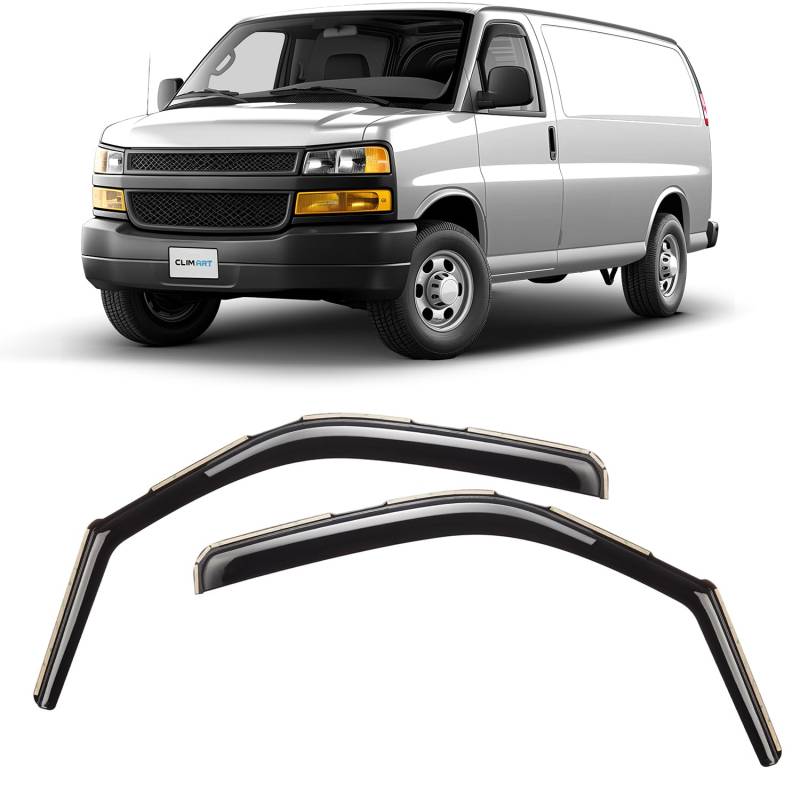 CLIM ART InChannel Unglaublich langlebiger Regenschutz für Chevrolet Express Van 1996–2024/GMC Savana 1996–2024, Original Fensterabweiser für Lüftungsschlitze, Lüftungsschlitze, 2 Stück - 696078LP von CLIM ART