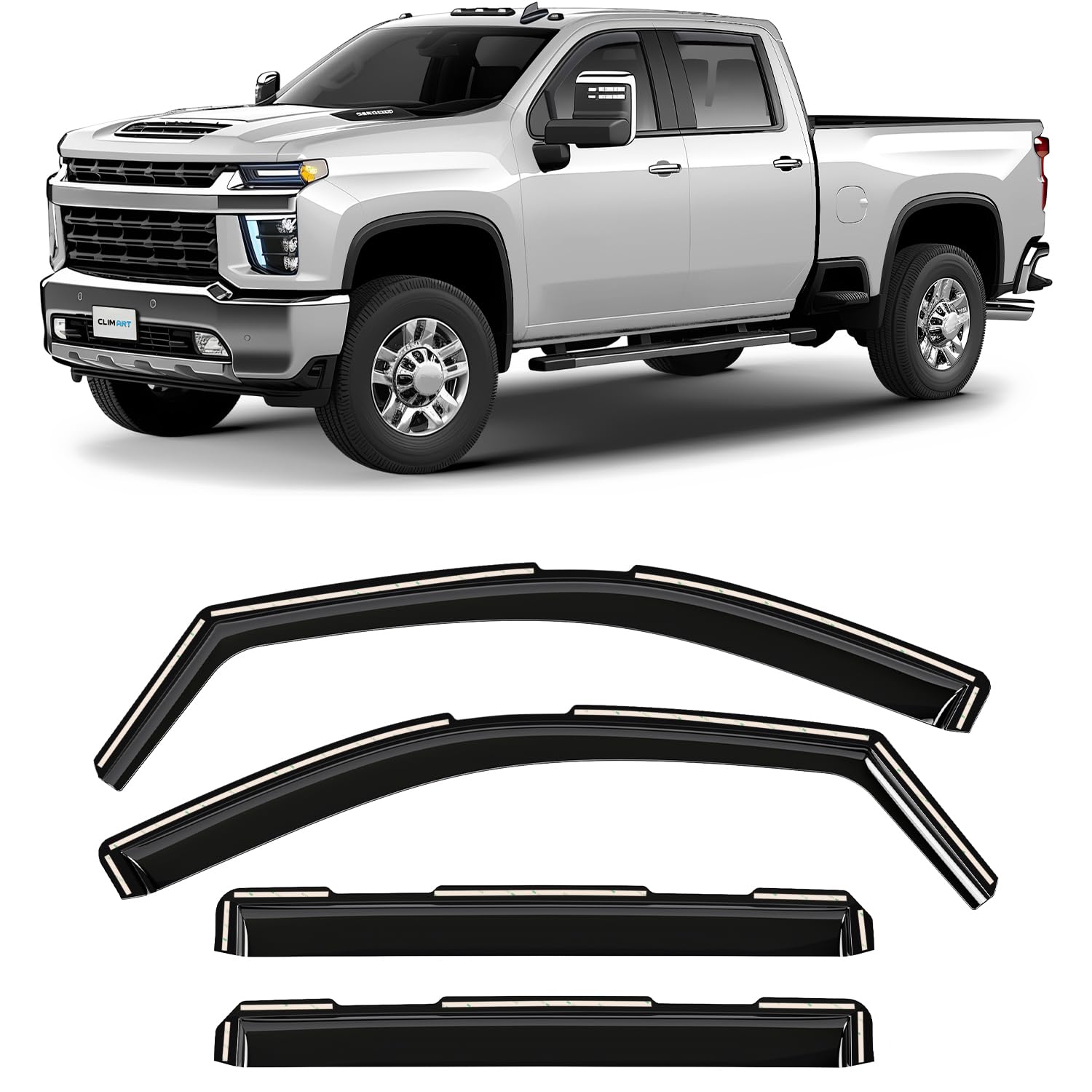 CLIM ART InChannel Unglaublich langlebiger Regenschutz für Chevy Silverado/Sierra 2500HD/3500HD 2020-2024 Crew Cab, Original Fensterabweiser Lüftungsabweiser Lüftungsabweiser 4 Stück - 620178 CLIM ART InChannel Unglaublich langlebiger Regenschutz für Chevy Silverado/Sierra 2500HD/3500HD 2020-2024 Crew Cab, Original Fensterabweiser Lüftungsabweiser Lüftungsabweiser 4 Stück - 620178 von CLIM ART