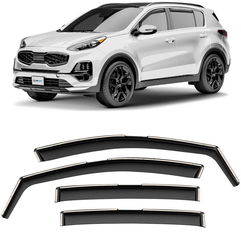 CLIM ART InChannel Unglaublich langlebiger Regenschutz für Kia Sportage 2017-2022, Original Fensterabweiser Lüftungsfenster Visiere Entlüftungsabweiser 4 Stück - 617043 von CLIM ART