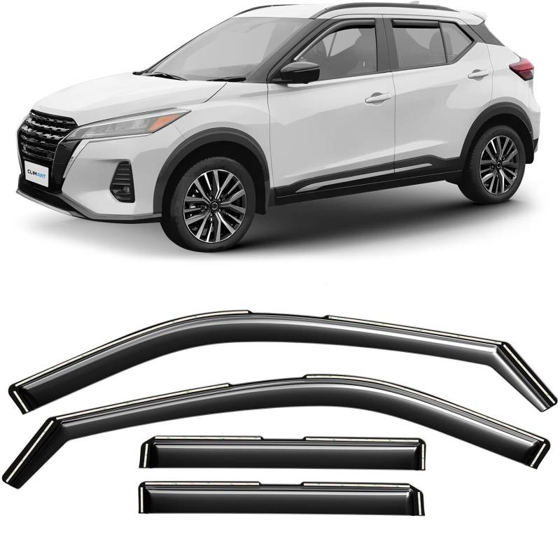 CLIM ART InChannel Unglaublich langlebiger Regenschutz für Nissan Kicks 2019-2024 Original Fensterabweiser Lüftungsfenster Visiere Entlüftungsabweiser 4 Stück - 619250 von CLIM ART