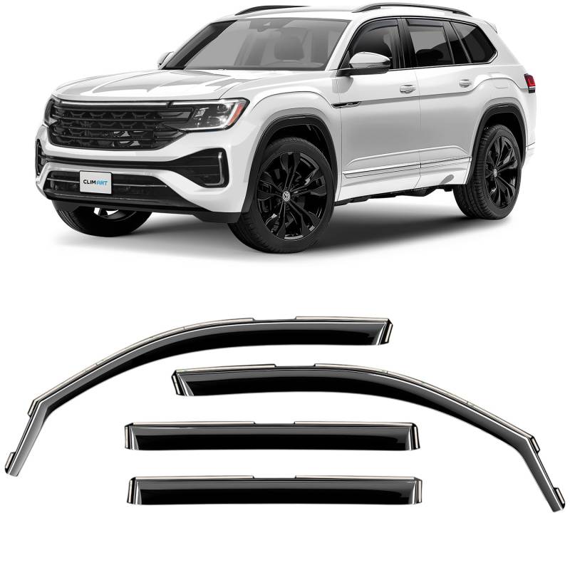 CLIM ART InChannel Unglaublich langlebiger Regenschutz für Volkswagen Atlas 2018-2024, Original Fensterabweiser Lüftungsfenster Visiere Entlüftungsabweiser 4 Stück - 618138 von CLIM ART