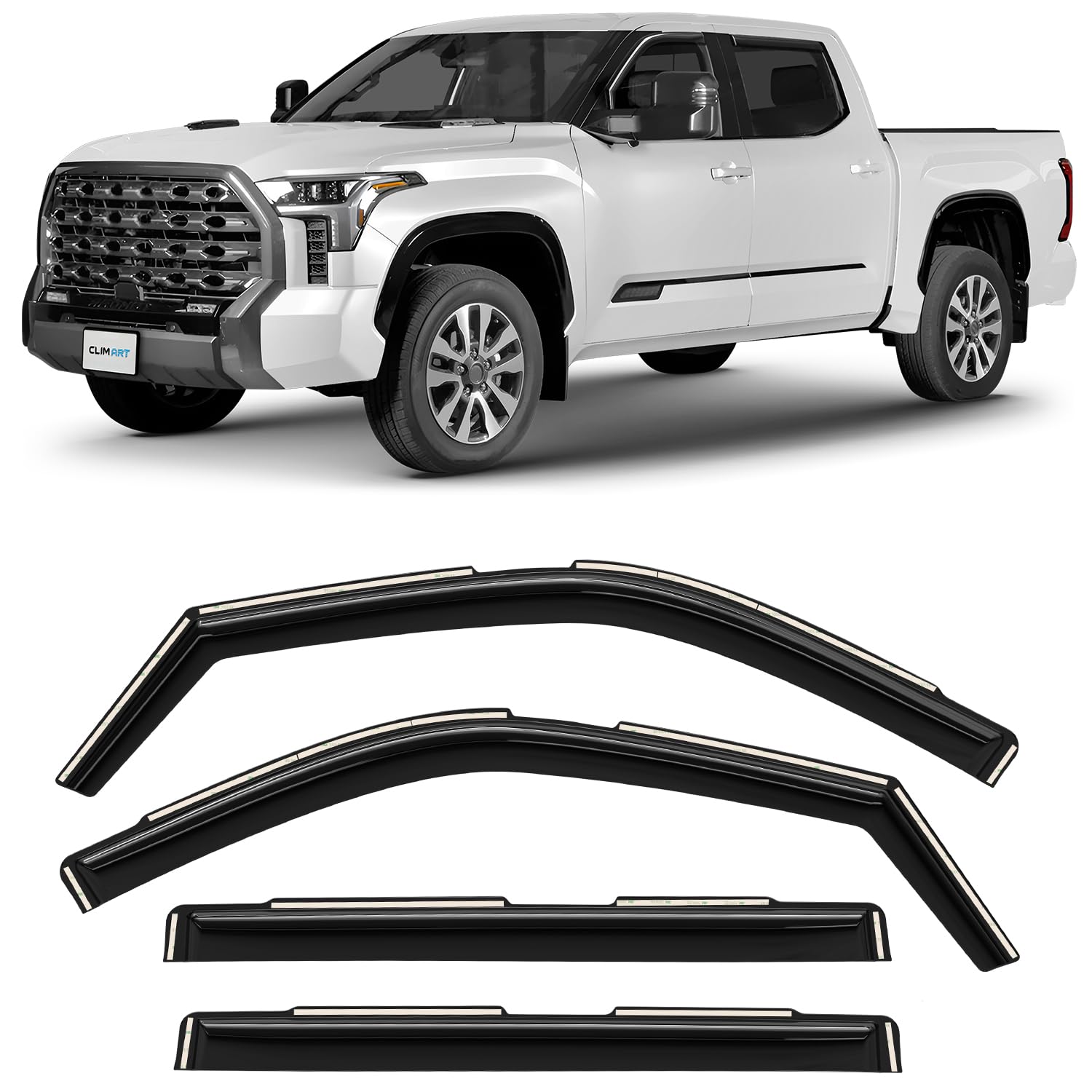 CLIM ART InChannel Unglaublich langlebiger Regenschutz kompatibel mit Toyota Tundra 2022–2024 CrewMax, Original Fensterabweiser für Lüftungsschlitze, Lüftungsschlitze, 4 Stück - 619019 CLIM ART InChannel Unglaublich langlebiger Regenschutz kompatibel mit Toyota Tundra 2022–2024 CrewMax, Original Fensterabweiser für Lüftungsschlitze, Lüftungsschlitze, 4 Stück - 619019 von CLIM ART