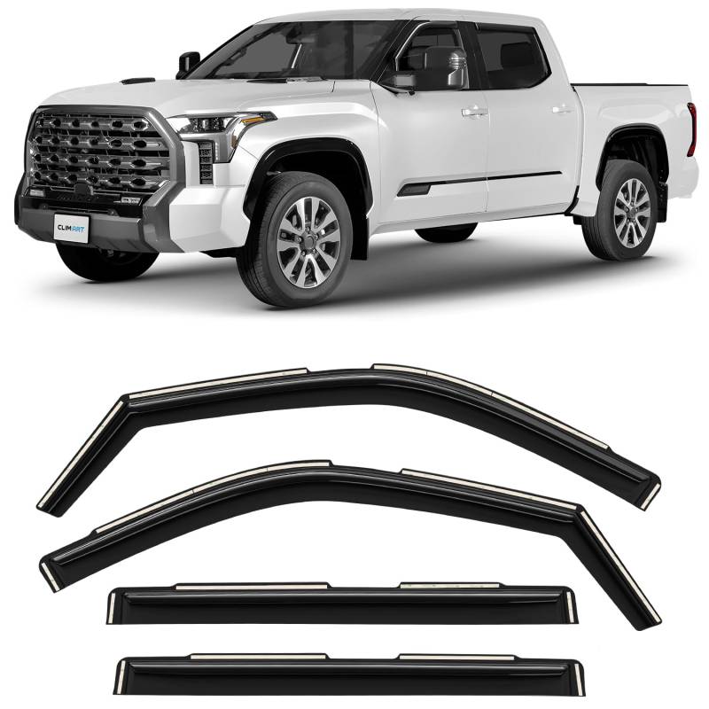 CLIM ART InChannel Unglaublich langlebiger Regenschutz kompatibel mit Toyota Tundra 2022–2024 CrewMax, Original Fensterabweiser für Lüftungsschlitze, Lüftungsschlitze, 4 Stück - 619019 von CLIM ART