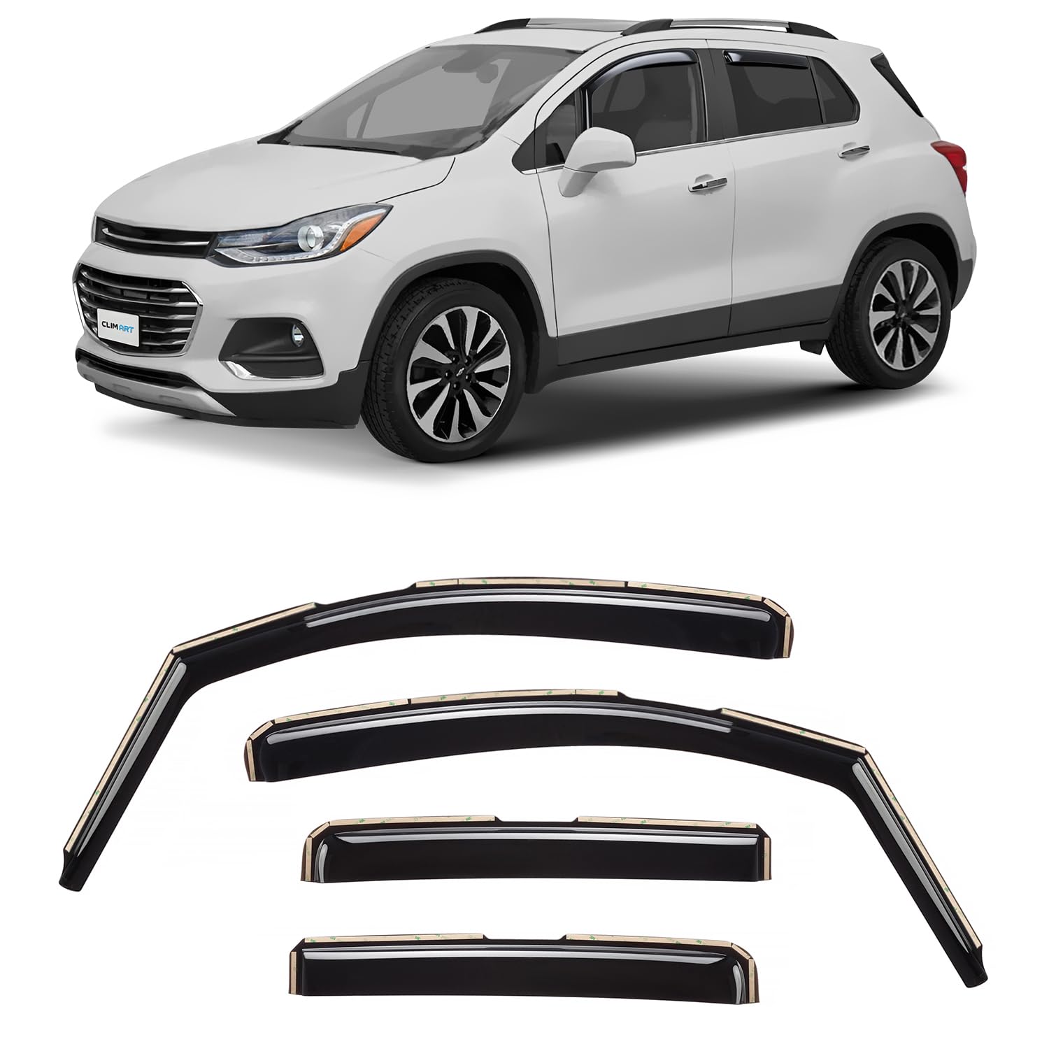 CLIM ART InChannel unglaublich langlebiger Regenschutz für Chevrolet (Chevy) Trax 2014–2023, Original-Fensterabweiser für Lüftungsschlitze, Lüftungsschlitze, Autozubehör, 4 Stück - 615084LP von CLIM ART