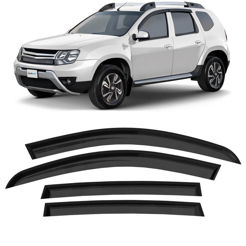 CLIM ART Windabweiser für/kompatible mit Dacia Duster 2010-2017 (I) - Stick-on Regenabweiser - Autofenster Sonnen-& Regenschutz - Windabweiser Autofenster - Einfache Montage - Garantie 4 Set D von CLIM ART