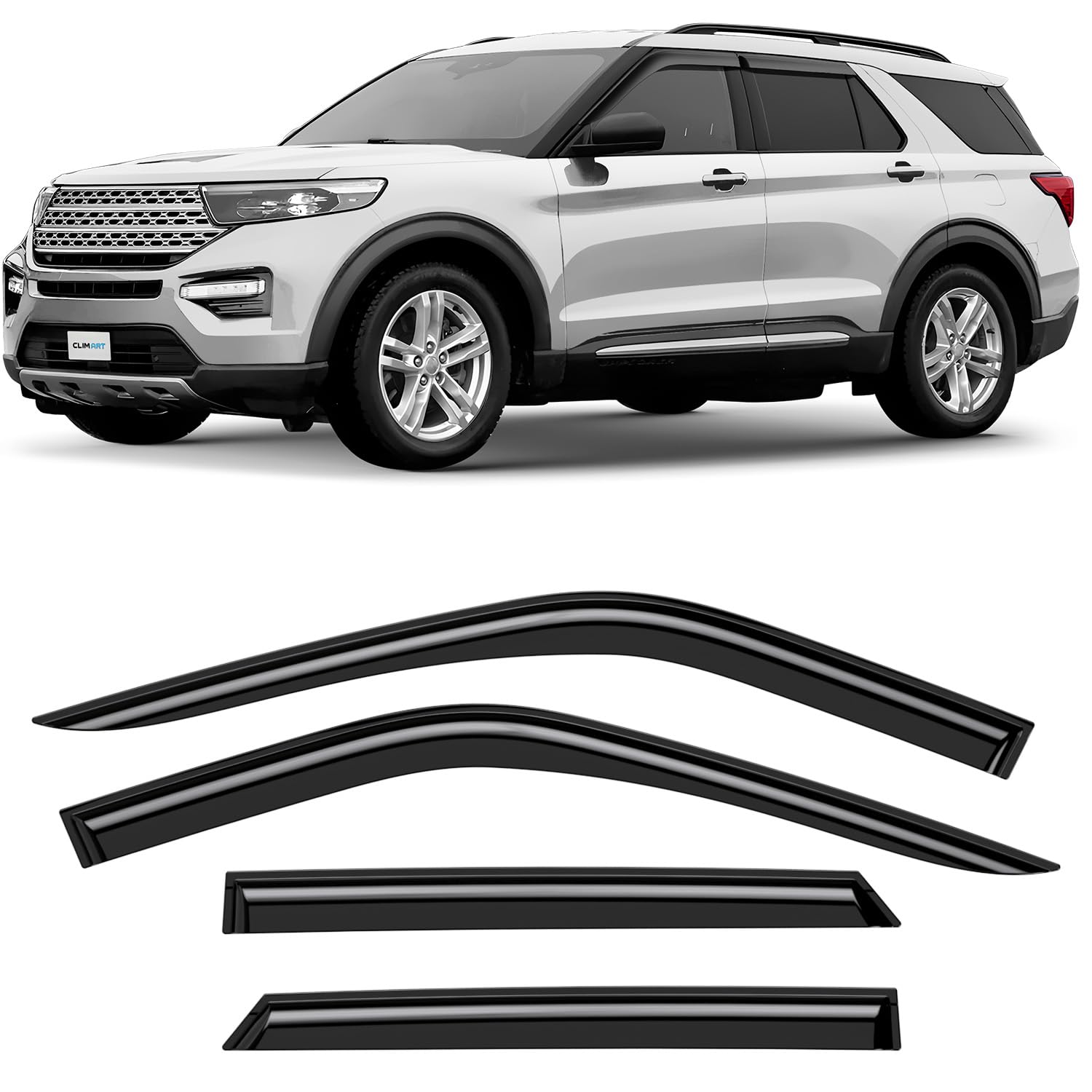 CLIM ART Windabweiser für/kompatible mit Ford Explorer 2019-2024 - Stick-on Regenabweiser - Autofenster Sonnen-& Regenschutz - Windabweiser Autofenster - Einfache Montage - Garantie 4 Set CLIM ART Windabweiser für/kompatible mit Ford Explorer 2019-2024 - Stick-on Regenabweiser - Autofenster Sonnen-& Regenschutz - Windabweiser Autofenster - Einfache Montage - Garantie 4 Set von CLIM ART