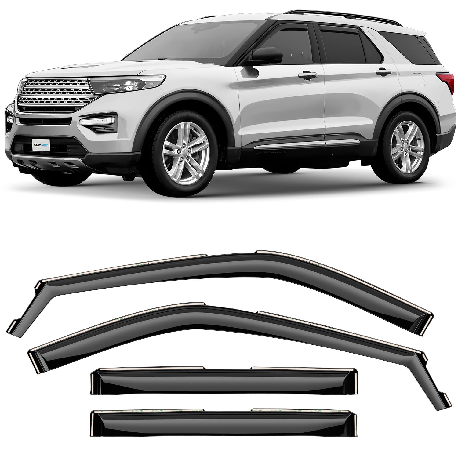 CLIM ART Windabweiser für/kompatible mit Ford Explorer 2019-2024 - Integrierte Regenabweiser - Autofenster Sonnen-&Regenschutz - Windabweiser Autofenster - Einfache Montage - Garantie 4 Set von CLIM ART