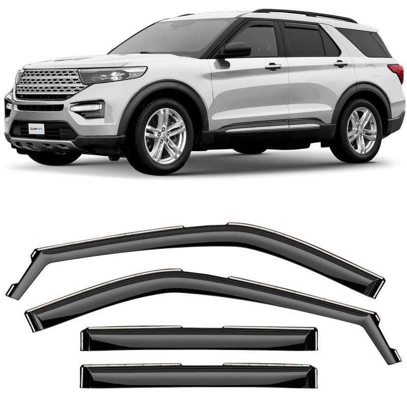 CLIM ART Windabweiser für/kompatible mit Ford Explorer 2019-2024 - Integrierte Regenabweiser - Autofenster Sonnen-&Regenschutz - Windabweiser Autofenster - Einfache Montage - Garantie 4 Set von CLIM ART
