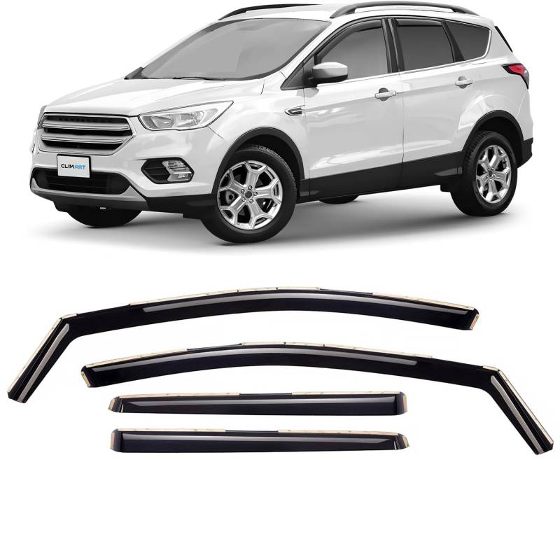 CLIM ART Windabweiser für/kompatible mit Ford Kuga II 2013-2019 - Integrierte Regenabweiser - Autofenster Sonnen-&Regenschutz - Windabweiser Autofenster - Einfache Montage - Garantie 4 Set von CLIM ART